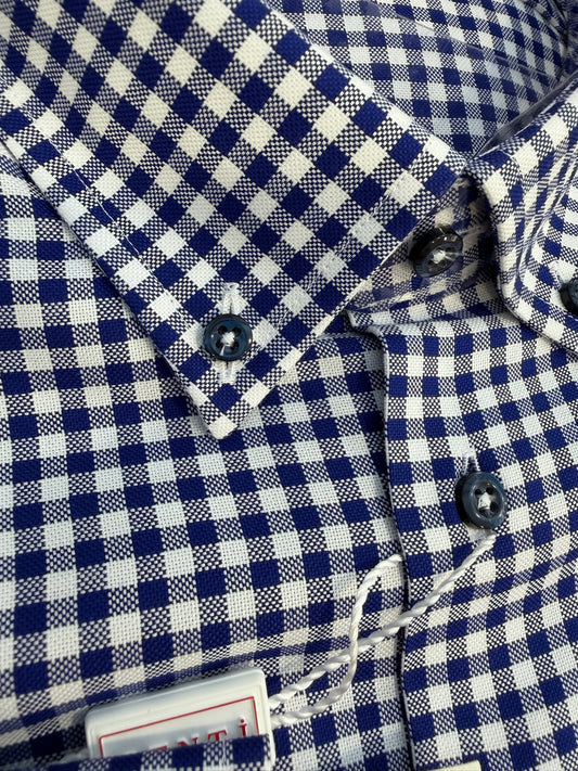 Quadretto CU blu bianco Oxford collo BOTTON DOWN METÀ PREZZO