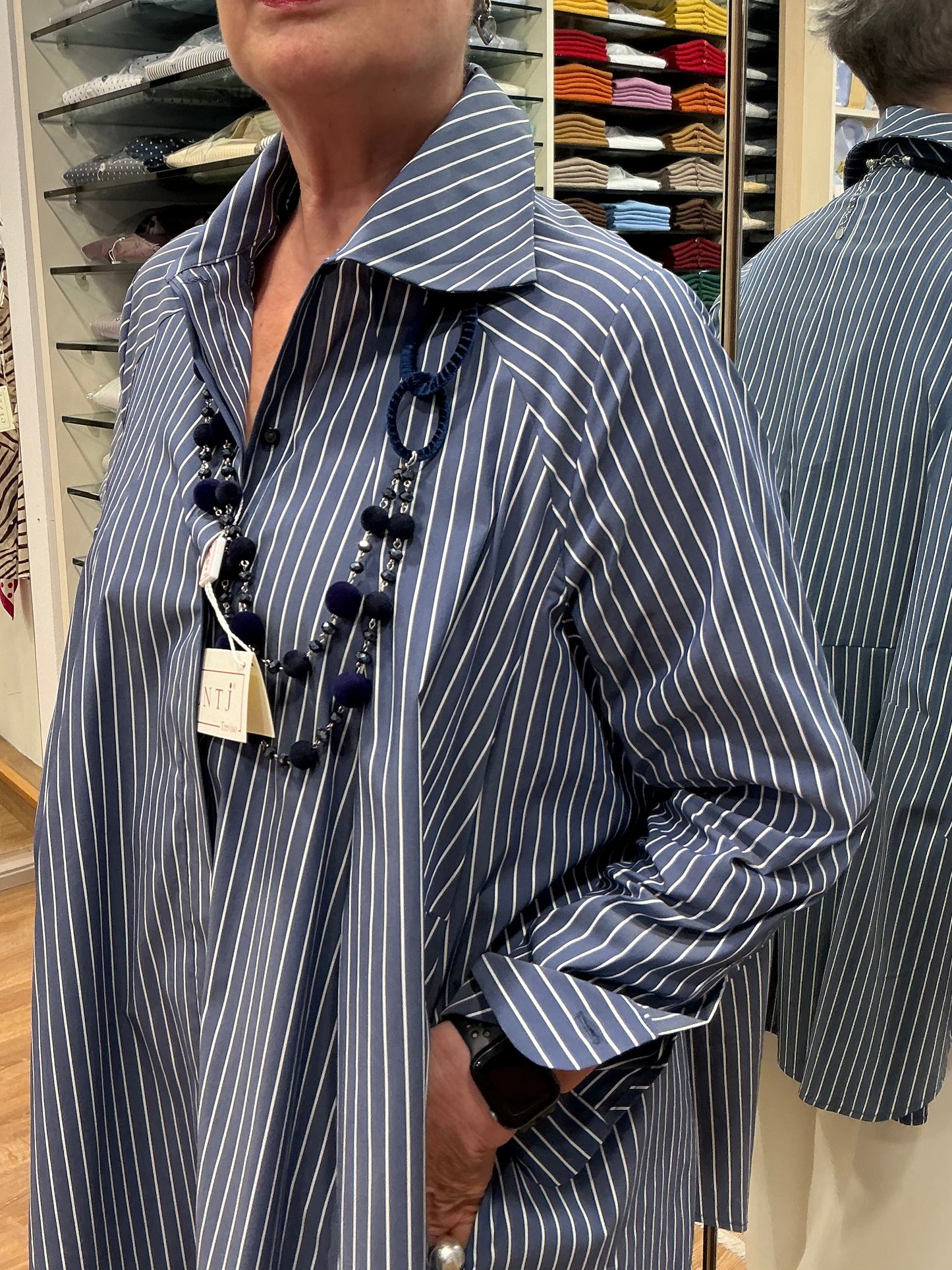 MARIA righe blu stretch