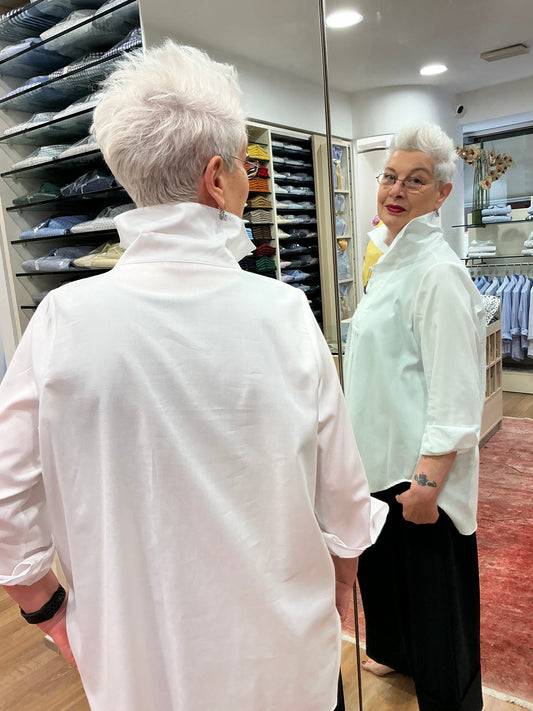 ELETTRA  Oxford stretch bianco