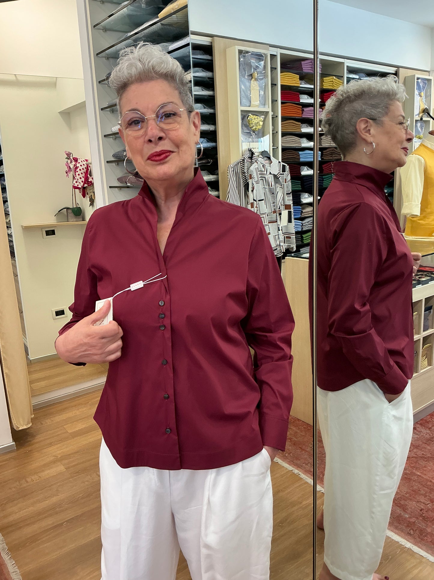 ROSI cotone stretch bordeaux
