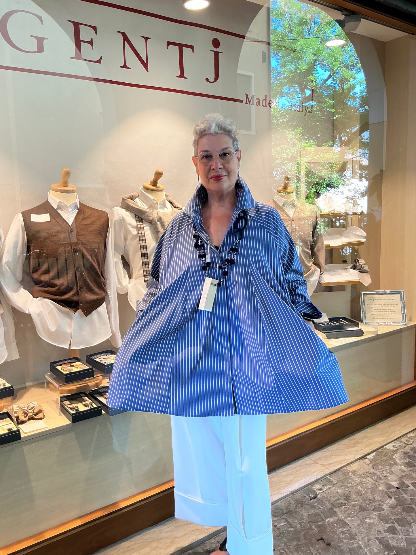 MARIA righe blu stretch