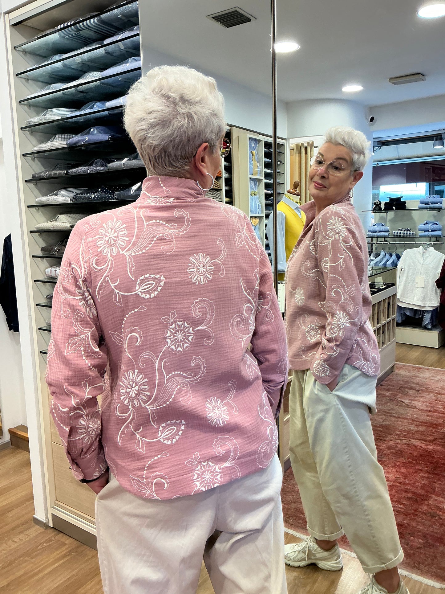 ROSI cotone rosa ricamato