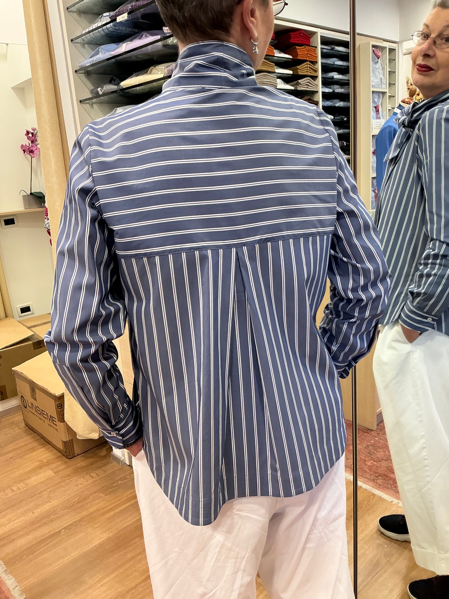 GABRIELLA riga blu stretch