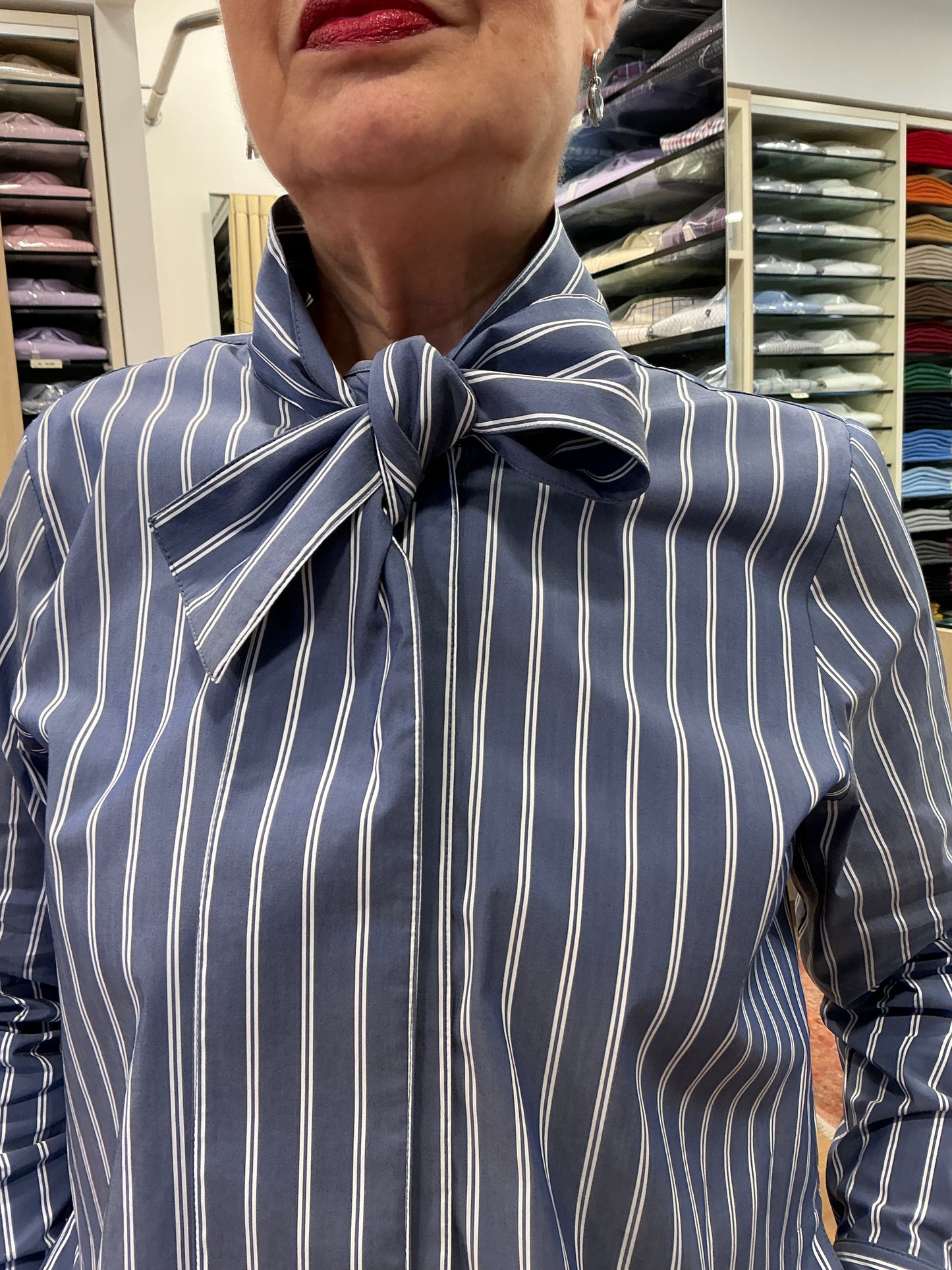 GABRIELLA riga blu stretch