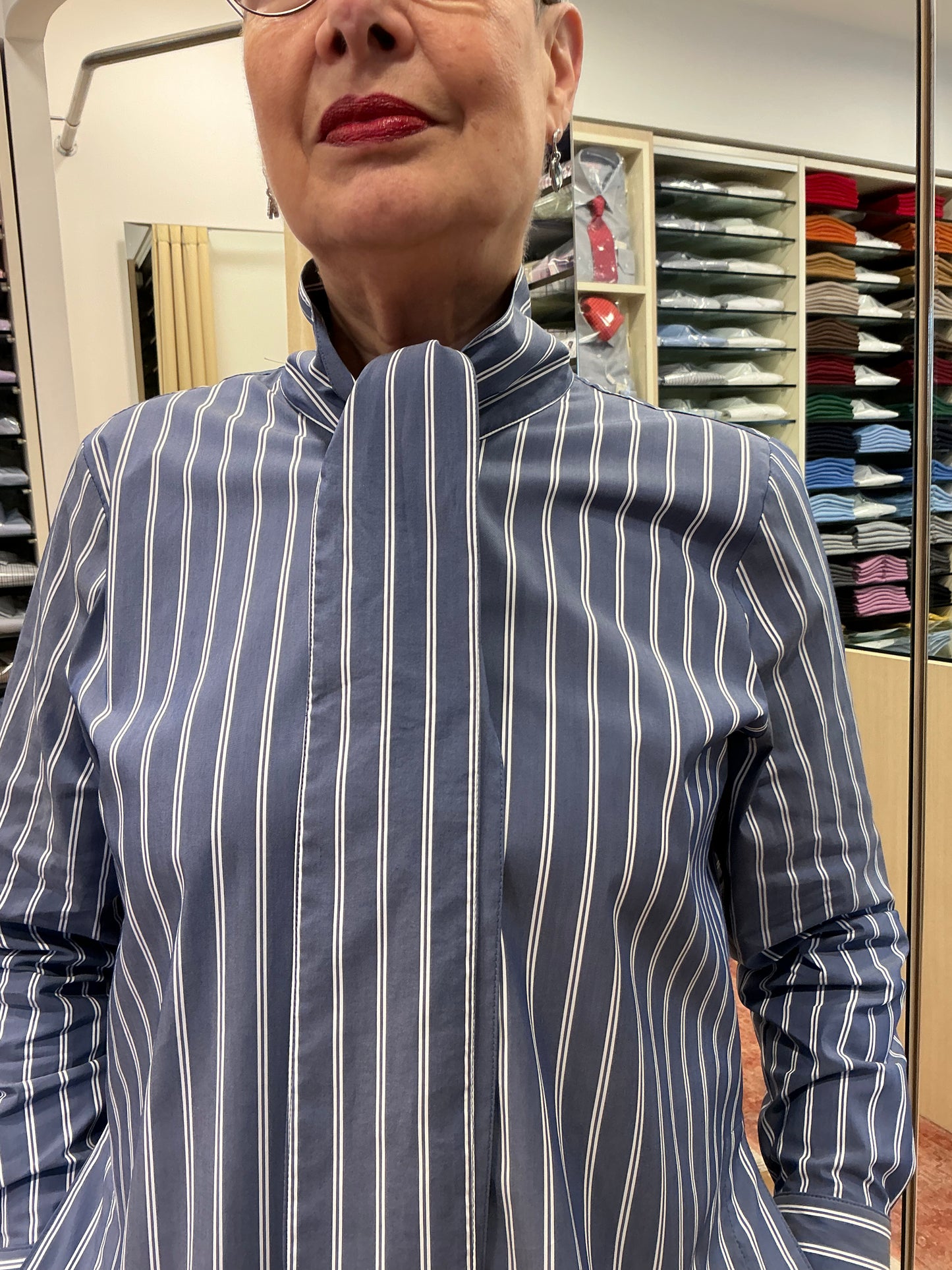 GABRIELLA riga blu stretch