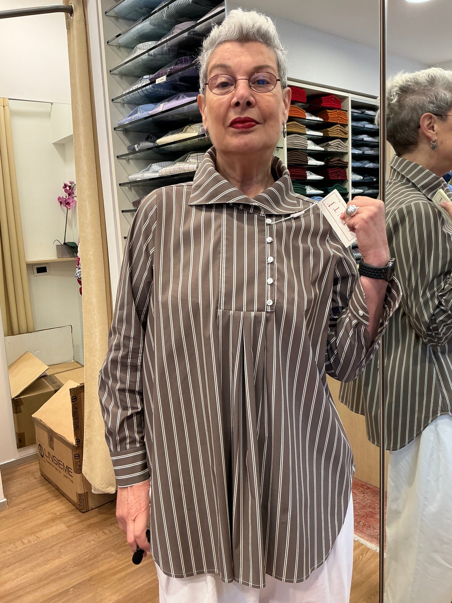 ELETTRA righe marroni/bianco