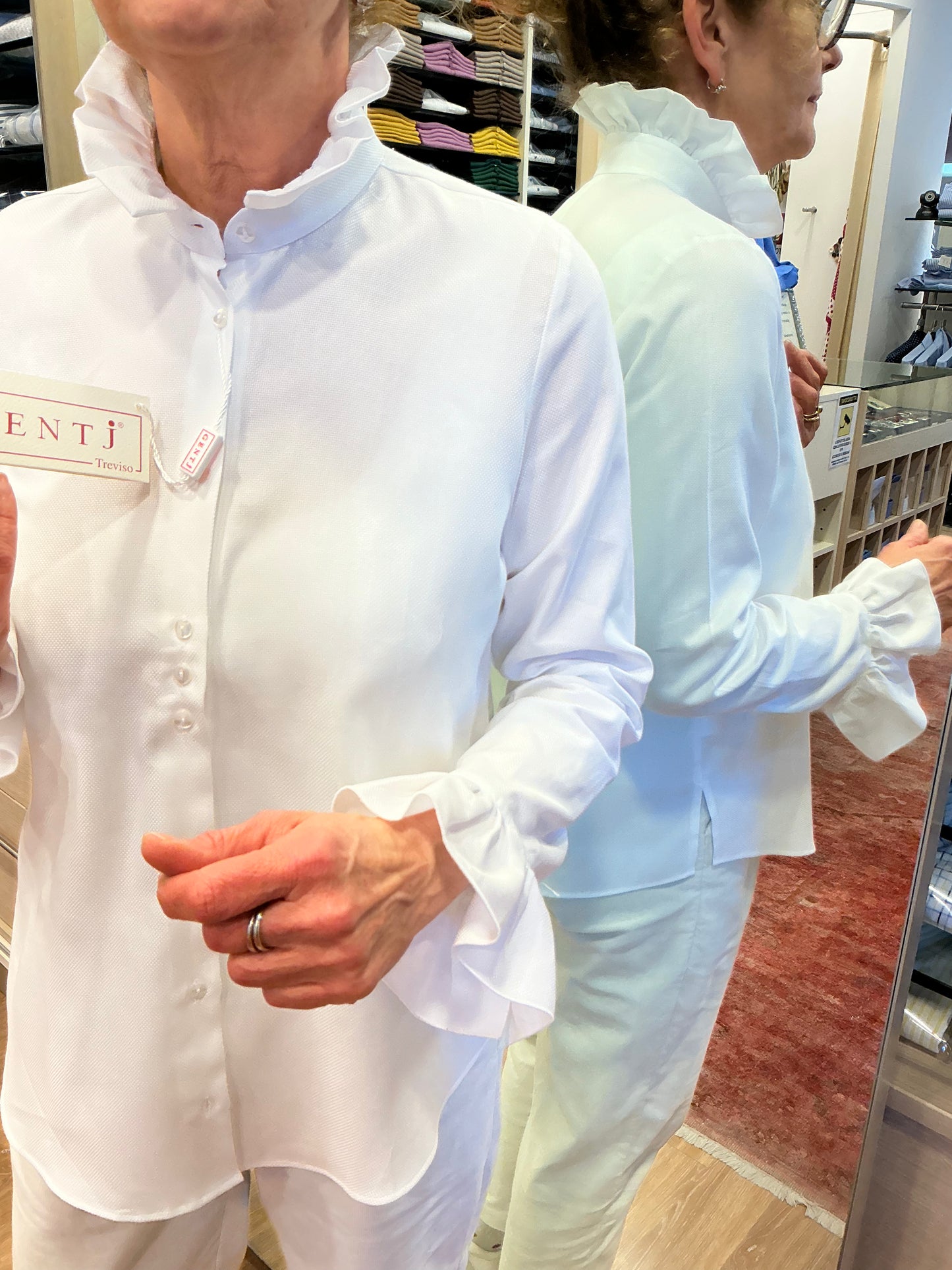 SABRINA rouches collo e polsi crown bianco