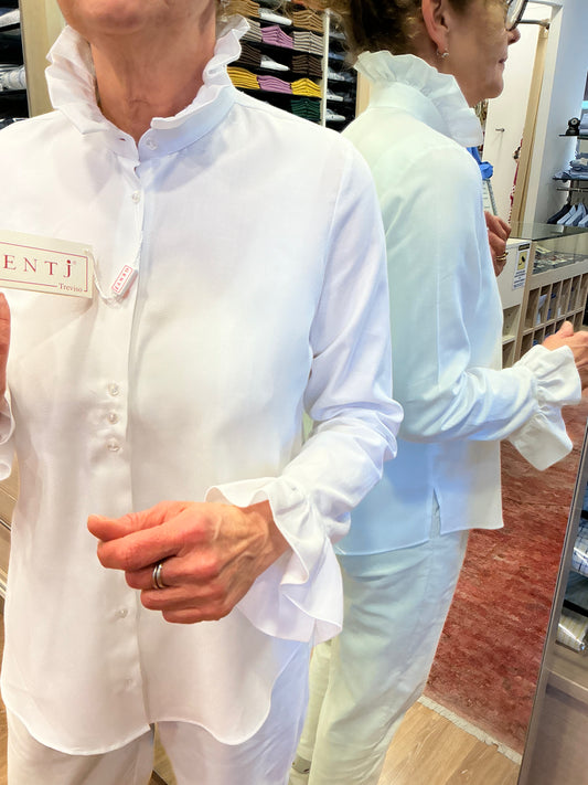 SABRINA rouches collo e polsi crown bianco