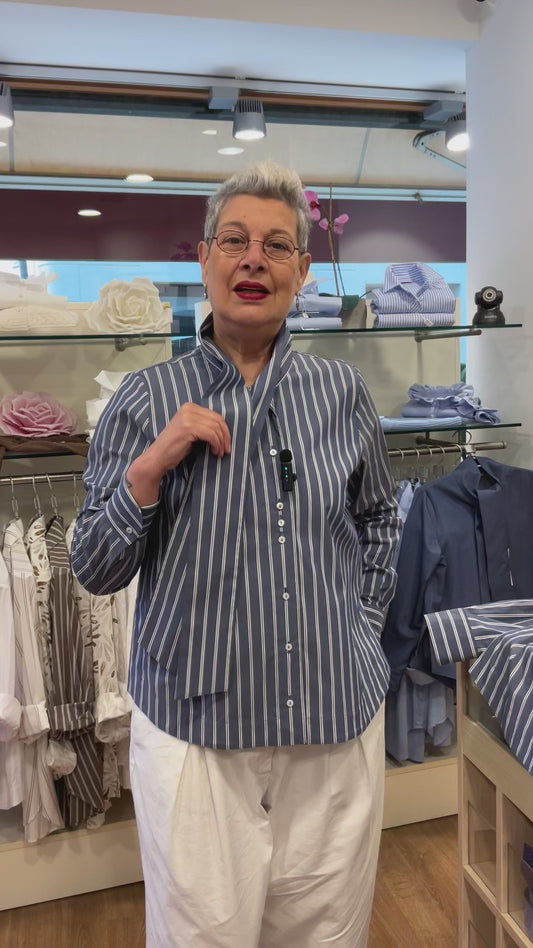 GABRIELLA riga blu stretch